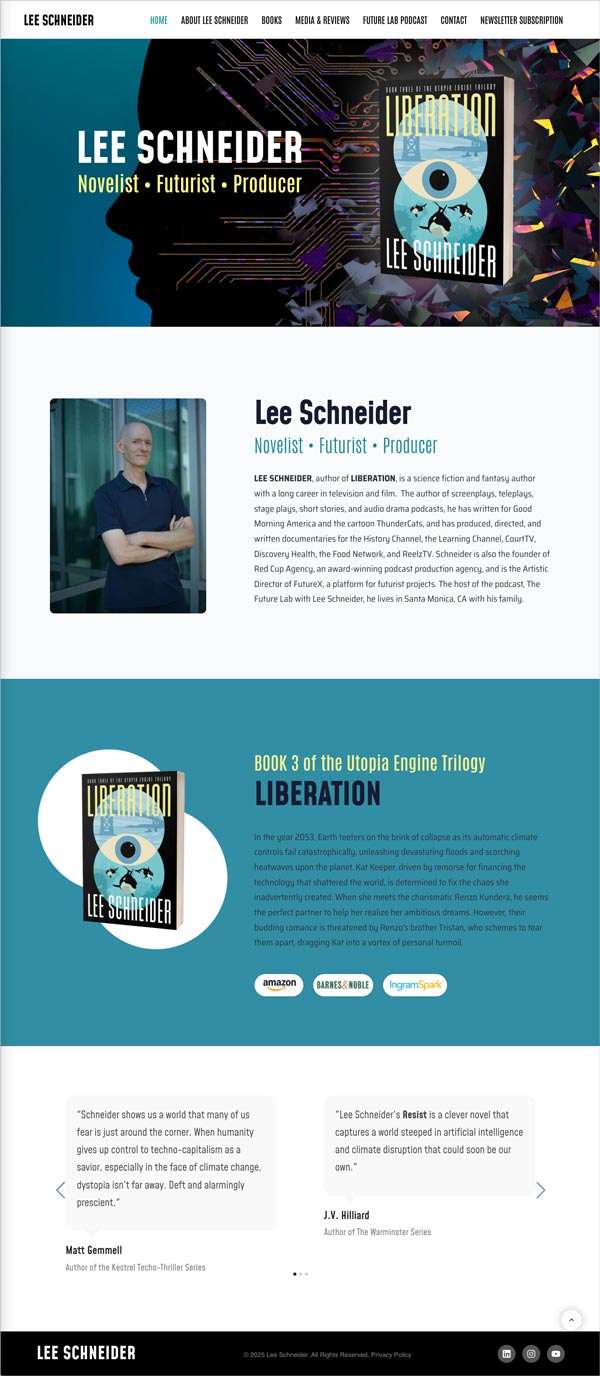Lee Schneider Books - website home page design